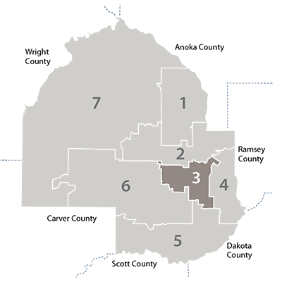 hennepin county map showing district 3