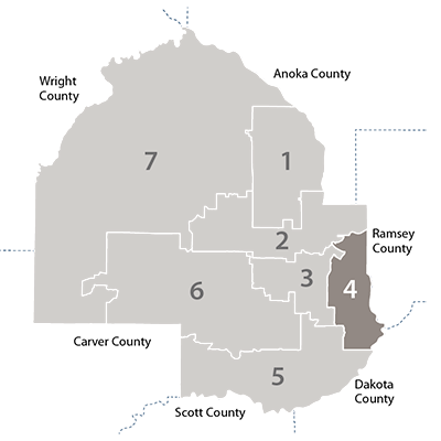 hennepin county map showing district 4