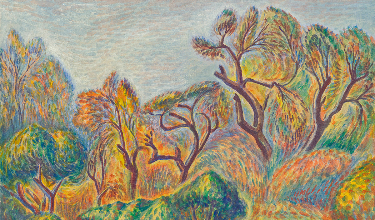 Wanda Gág, Tree Forms (detail), 1927, watercolor. Bequest of the Estate of Wanda Gag, 56.29.4