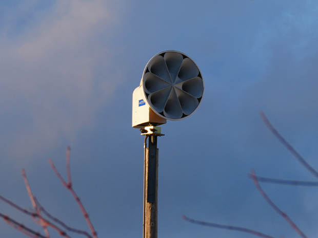 An outdoor warning siren.