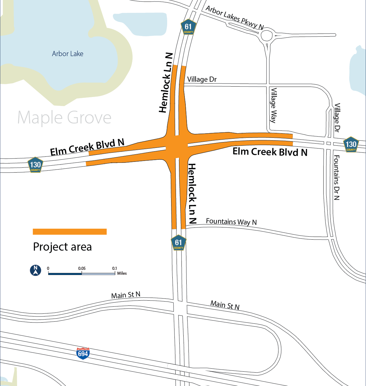 Hemlock lane north and elm creek boulevard map