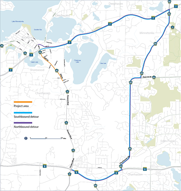 map of mill street pathway detour area