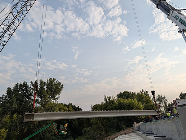 construction on the pioneer trail bridge