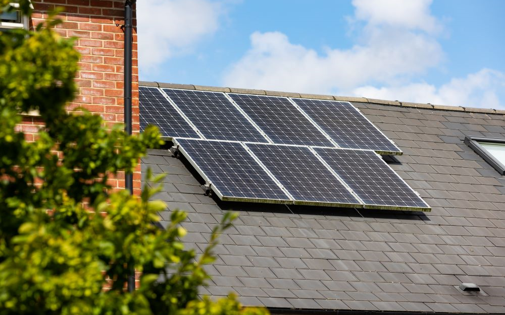 Solar panels on a roof.