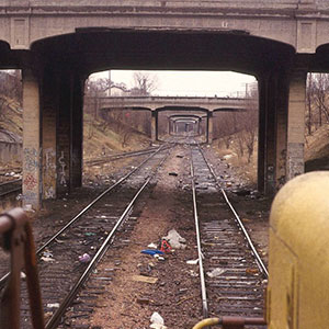 greenway bridge with railroad tracks