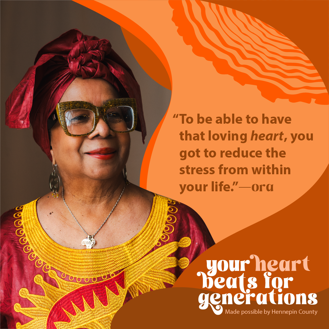 women with quote "To be able to have that loving heart, you got to reduce the stress from within your life."